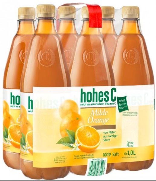 Hohes C Milde Orange 6x1,0 PET Einweg