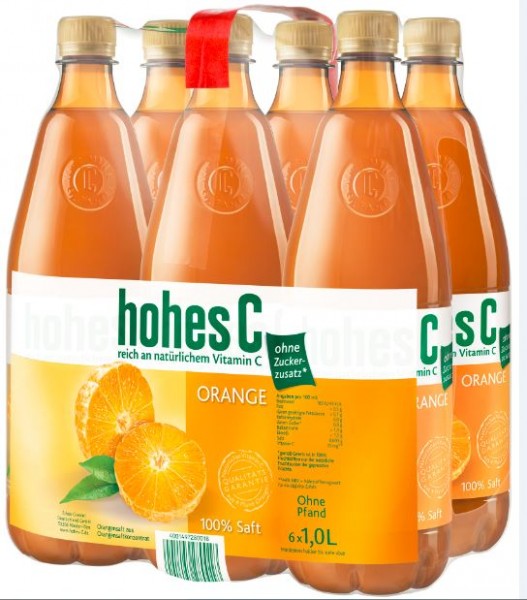 hohes C Orange 6x1,0 PET Einweg